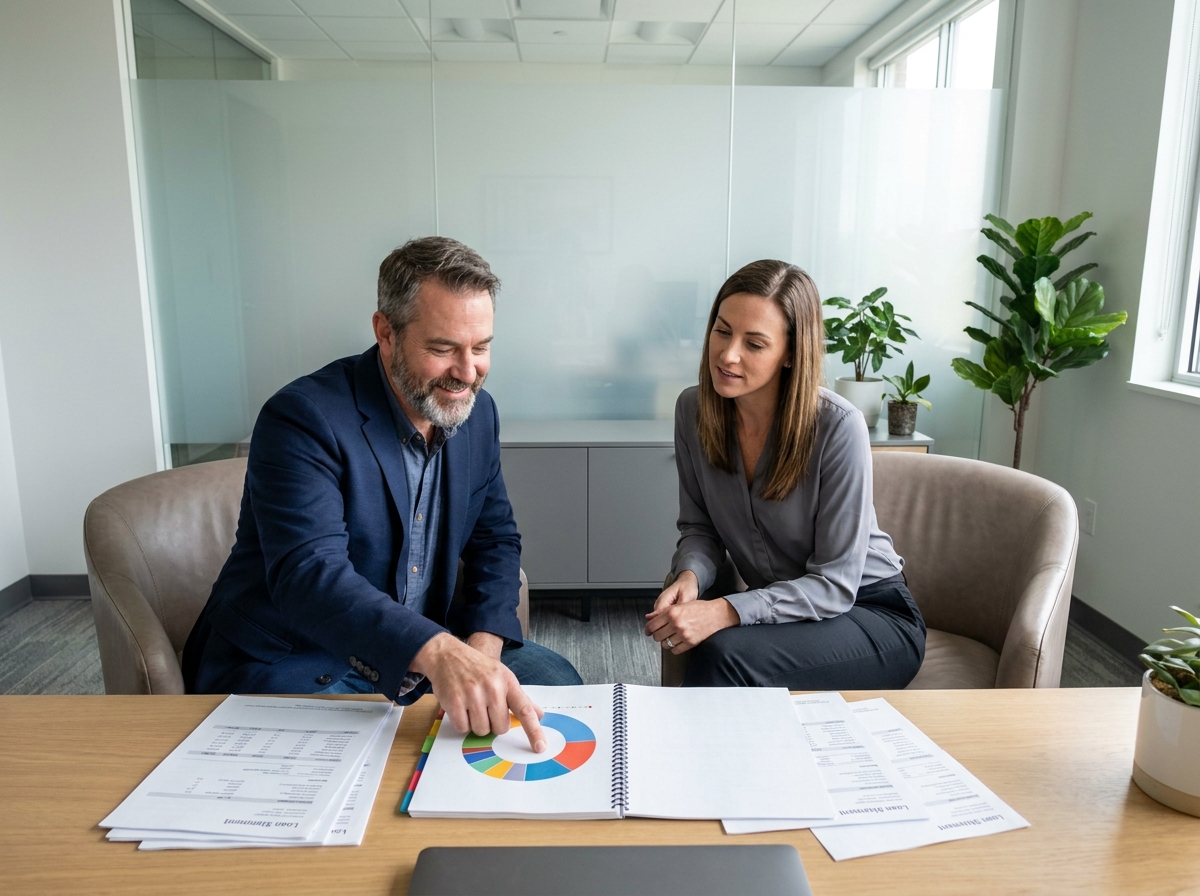 Homme d affaires discutant avec un conseiller financier au bureau