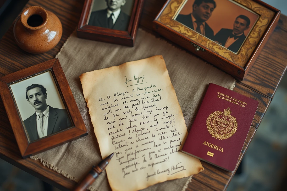 Collection d'objets personnels et photos de famille évoquant les origines franco-algériennes de Margot Haddad